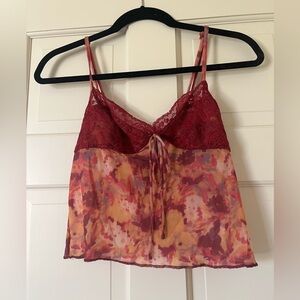 Urban Outfitters Women’s Sheer Camisole Tank Med Lace Floral Feminine Y2k